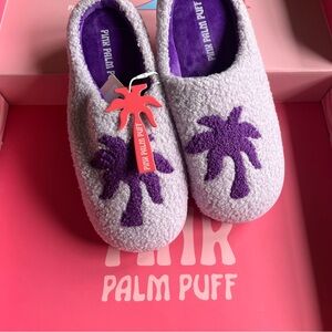 Pink Palm Puff Malibu Slippers